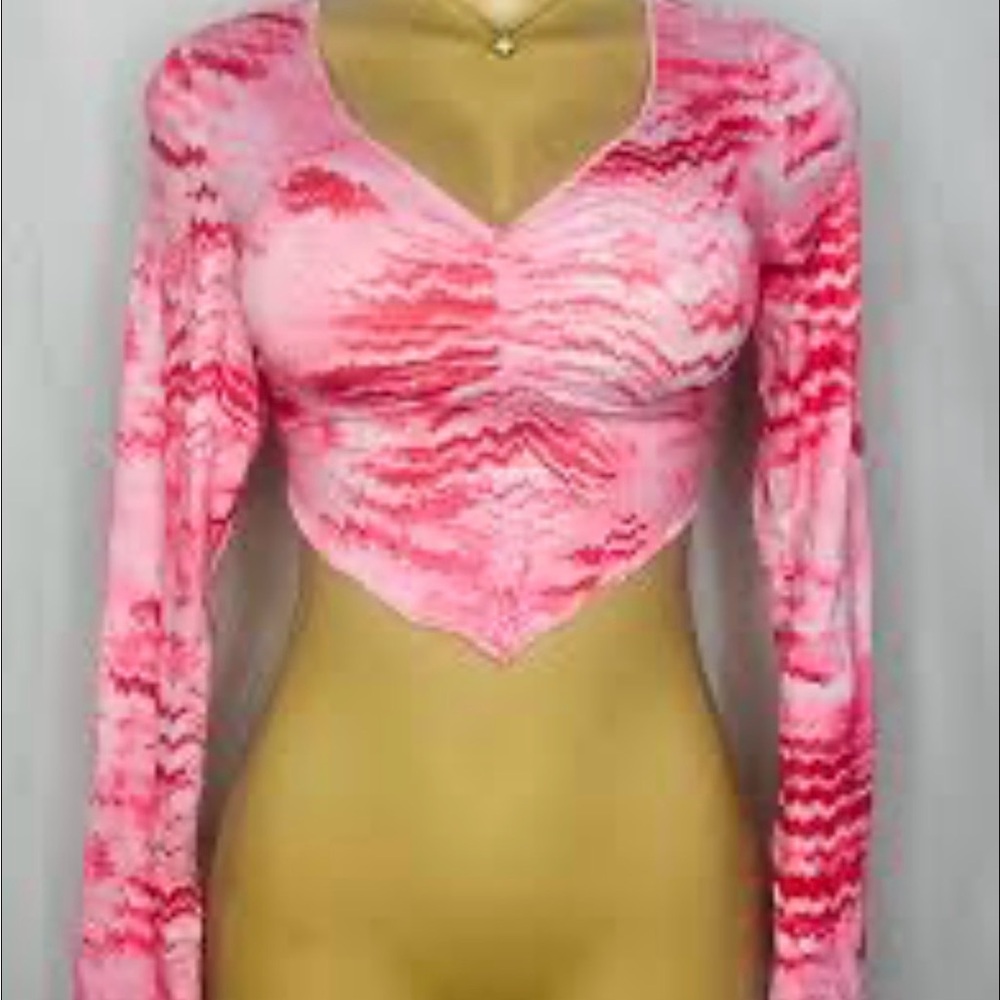 SHEIN Pink and Red Long Sleeve Top